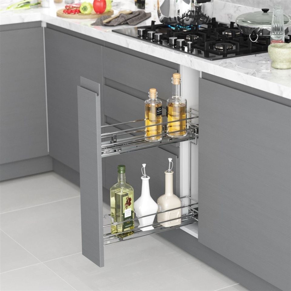 Tandem Raylı Şişelik Çift Açılım Sol - 475 mm (Frenli) Krom