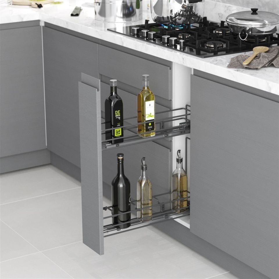 Tandem Raylı Şişelik Tek Açılım Sağ - 475 mm (Frenli) Antrasit