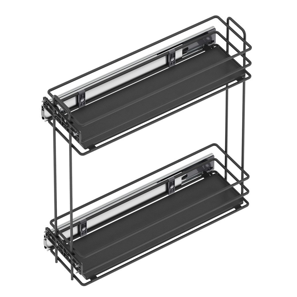 Ahşap Tablalı Yandan Raylı Deterjanlık - 16 cm (Frenli) Antrasit