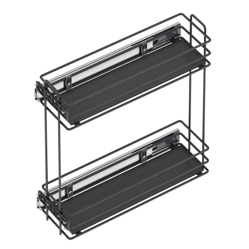 Ahşap Tablalı Yandan Raylı Deterjanlık - 16 cm (Frenli) Antrasit