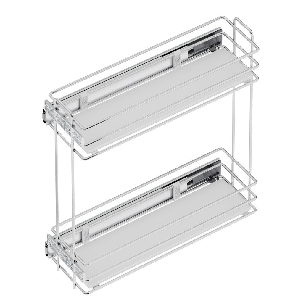Ahşap Tablalı Yandan Raylı Deterjanlık - 16 cm (Frenli) Krom