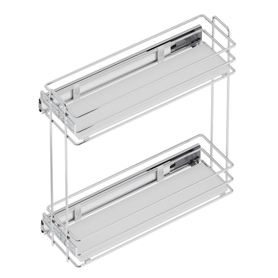 Ahşap Tablalı Yandan Raylı Deterjanlık - 16 cm (Frenli) Krom