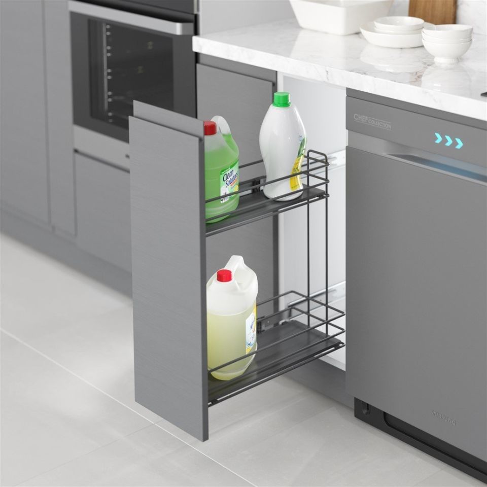 Ahşap Tablalı Yandan Raylı Deterjanlık - 16 cm/22 Antrasit