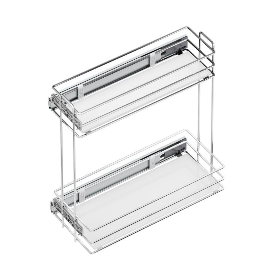 Ahşap Tablalı Yandan Raylı Deterjanlık - 16 cm/22 Krom