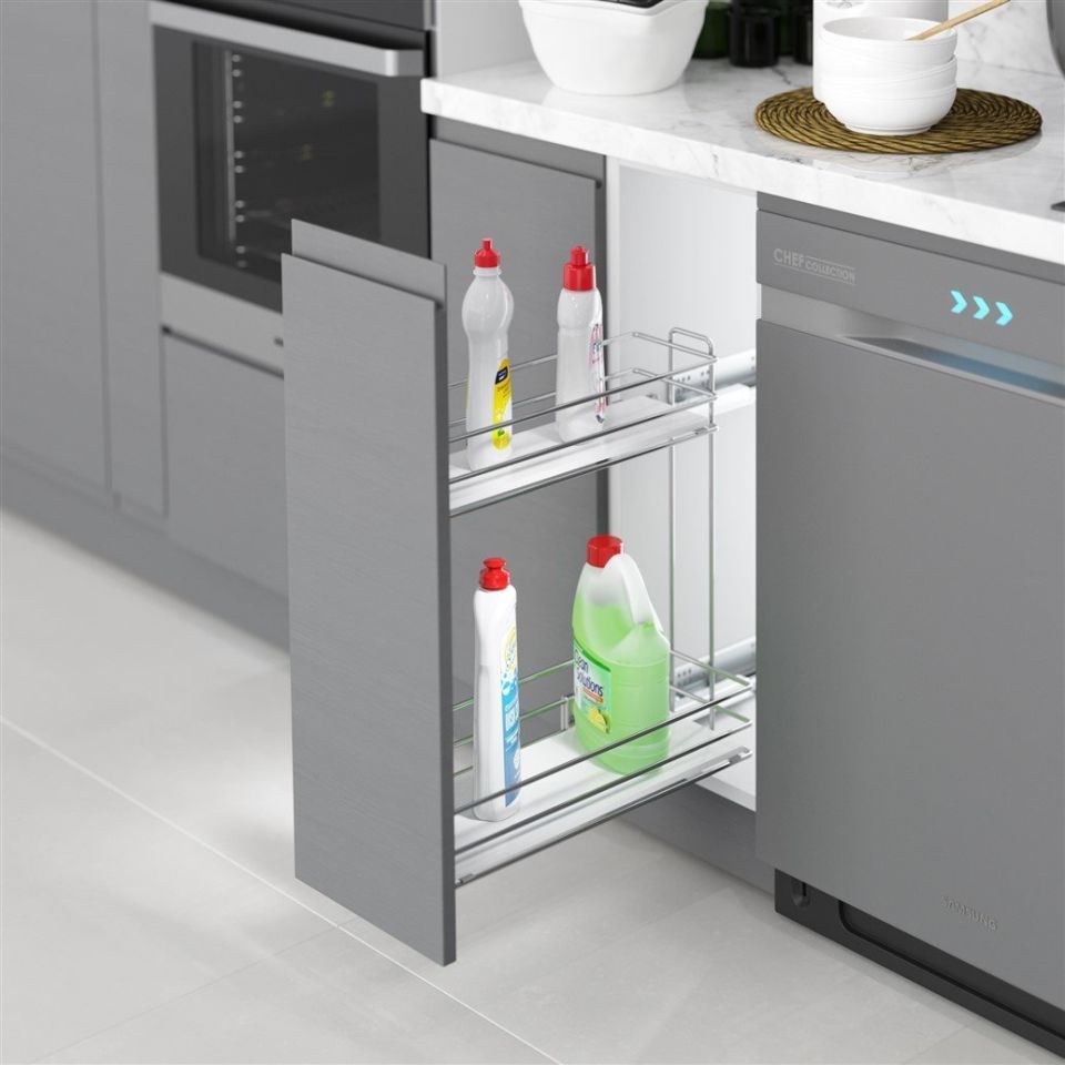Ahşap Tablalı Tnd.Raylı Dtrj.Çift Açılım Sol-475 m Krom