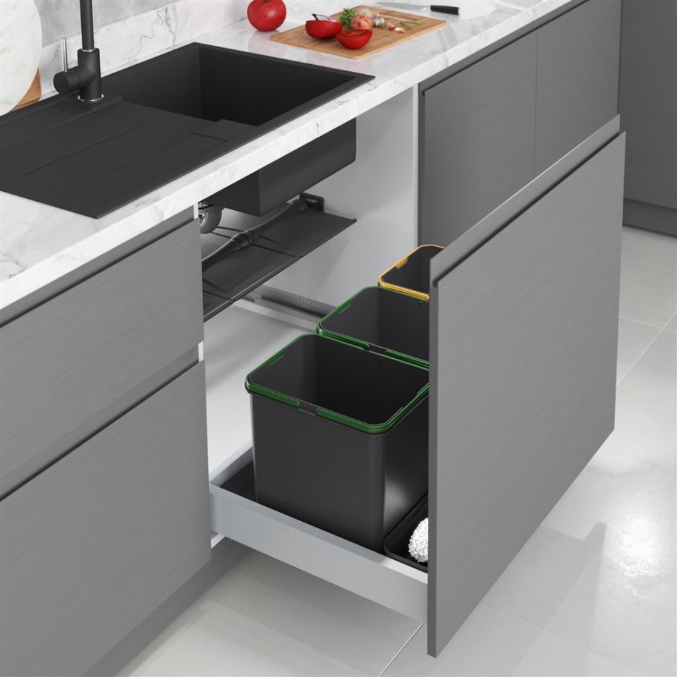Çekmece İçi Çöp Kovası 80 cm (Otomatik) 48 + 3 Lt. Antrasit