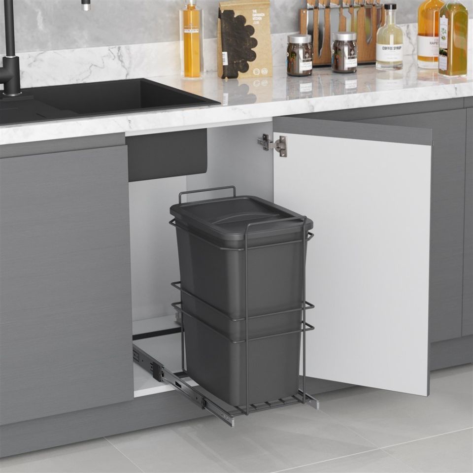 Bağımsız Çöp Kovası 35 Lt. (Frenli) Antrasit