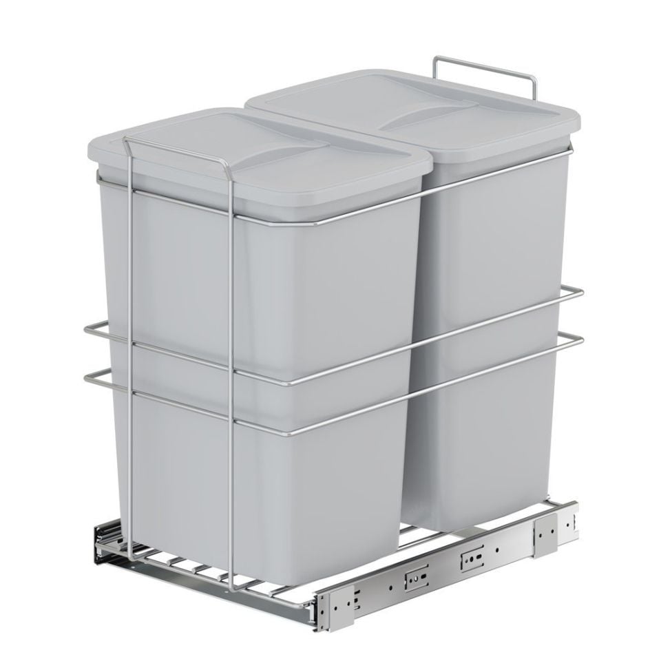 Bağımsız Çöp Kovası 35+35 Lt. (Frenli) Gri