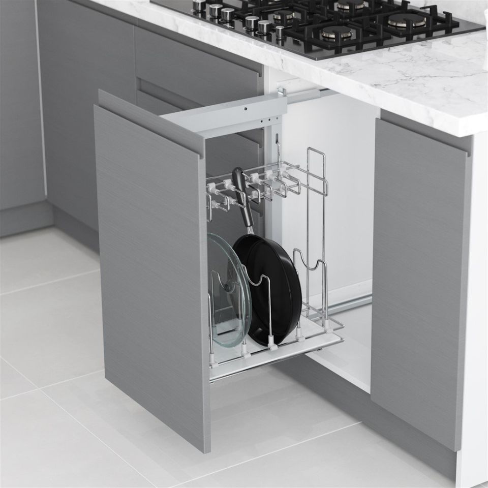 Yandan Tandem Raylı  Tavalık Sol 45 Cm ( Frenli ) Krom