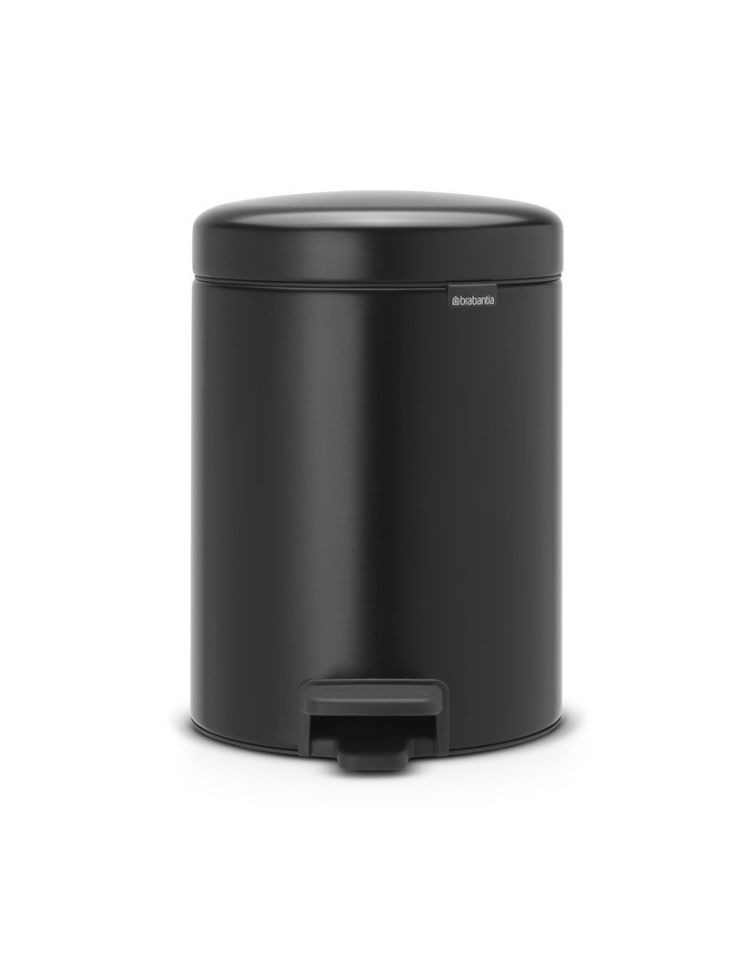 Newicon Matt Black Pedallı Çöp Kutusu 5Lt