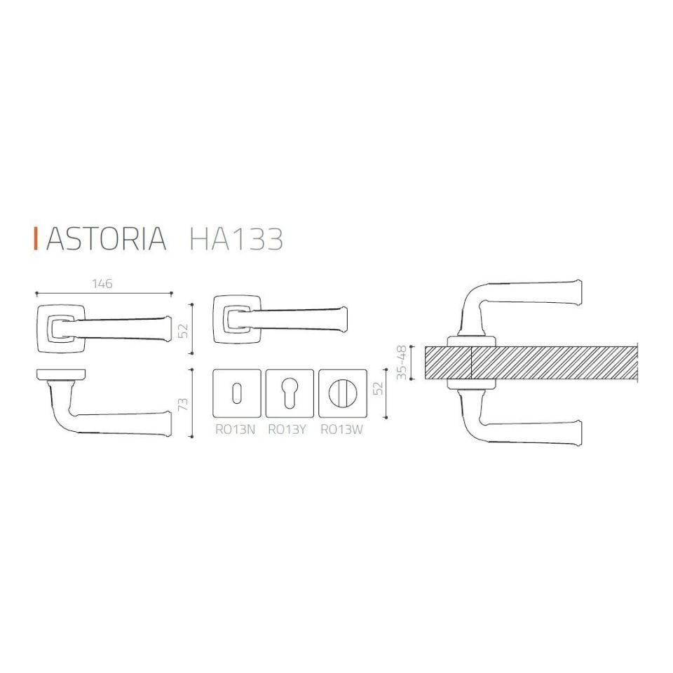 ASTORIA Rozetli Kapı Kolu WC - Altın