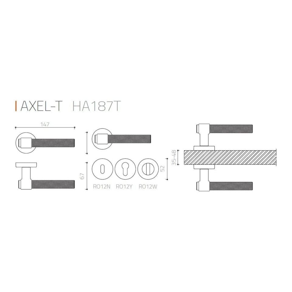 AXEL-T Rozetli Kapı Kolu WC - Füme