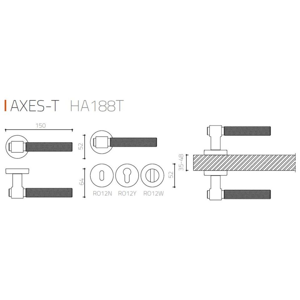 Axes-T Rozetli Kapı Kolu Oda - Mat Nikel-Mat Nikel-Saten