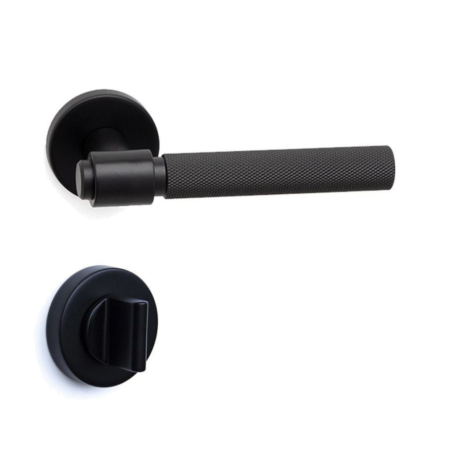 Axes-T Rozetli Kapı Kolu WC - Siyah