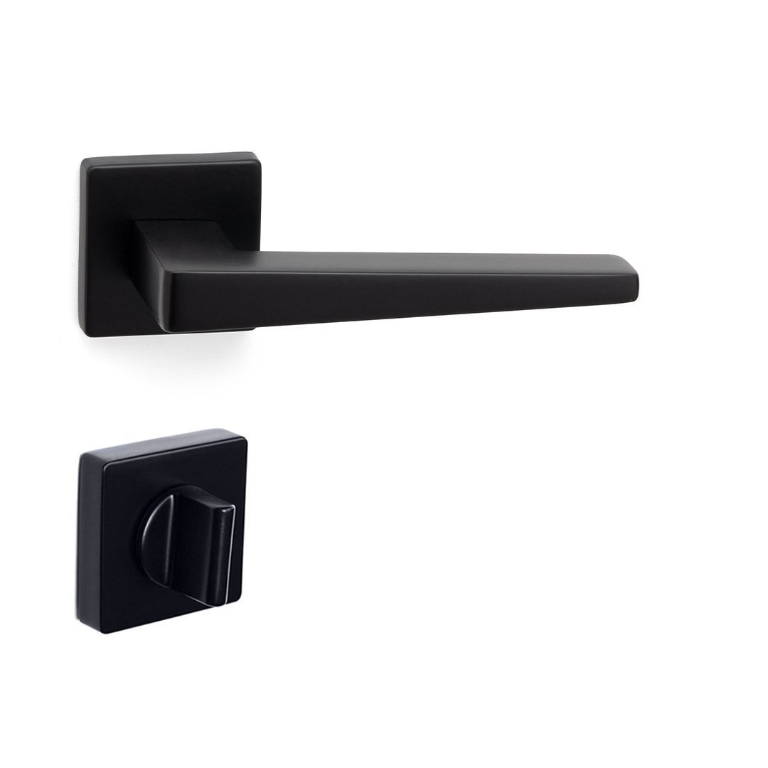 Vision Rozetli Kapı Kolu WC - Siyah