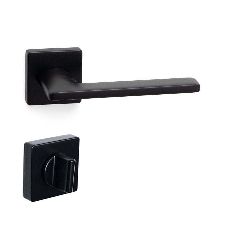 Slim Rozetli Kapı Kolu WC - Saten