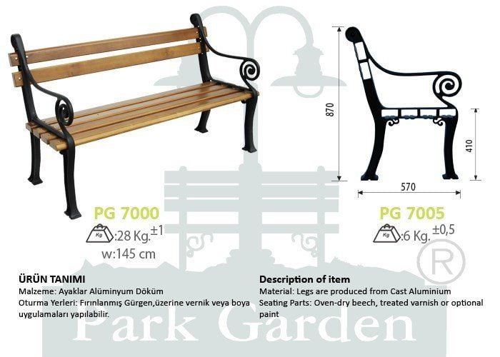 Klasik Döküm Bank 145 cm